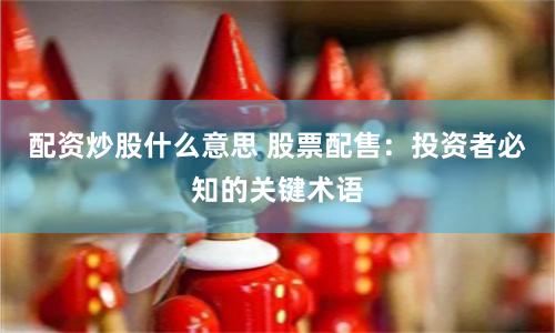 配资炒股什么意思 股票配售：投资者必知的关键术语